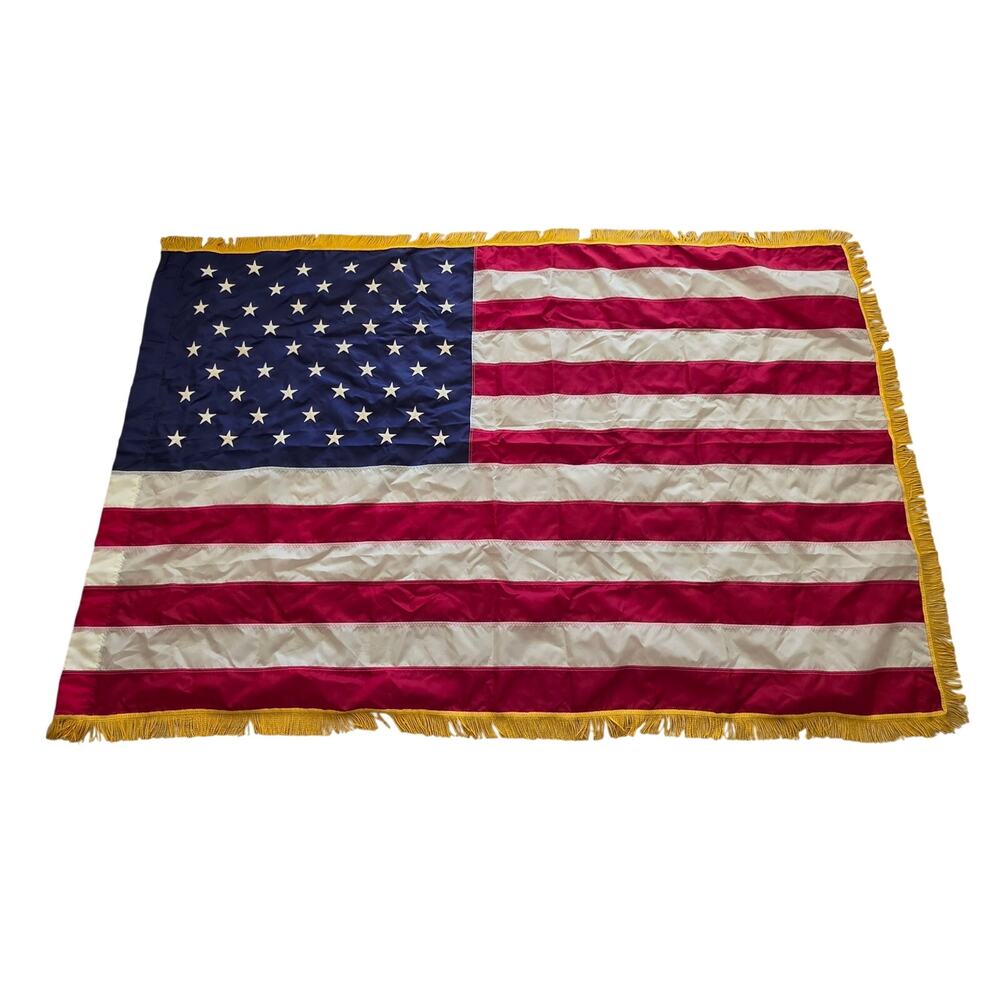 Annin USA American Flag Nylon Gold Fringe 50 Star Red White Blue 4x6 ft